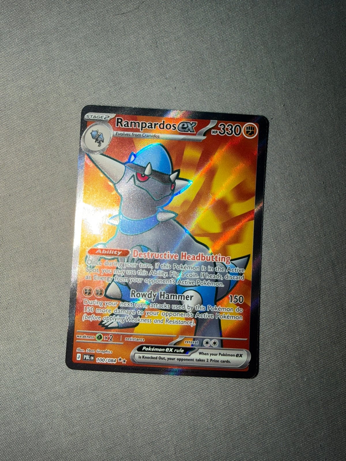 Rampardos EX Ultra Rare (Pirch Black), Ophalen of Verzenden, Zo goed als nieuw, Losse kaart, Foil