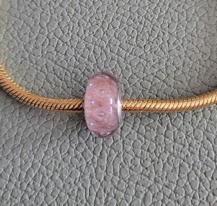 Pandora murano glas bedel roze glitter, Ophalen of Verzenden, Nieuw, Roze, Zilver