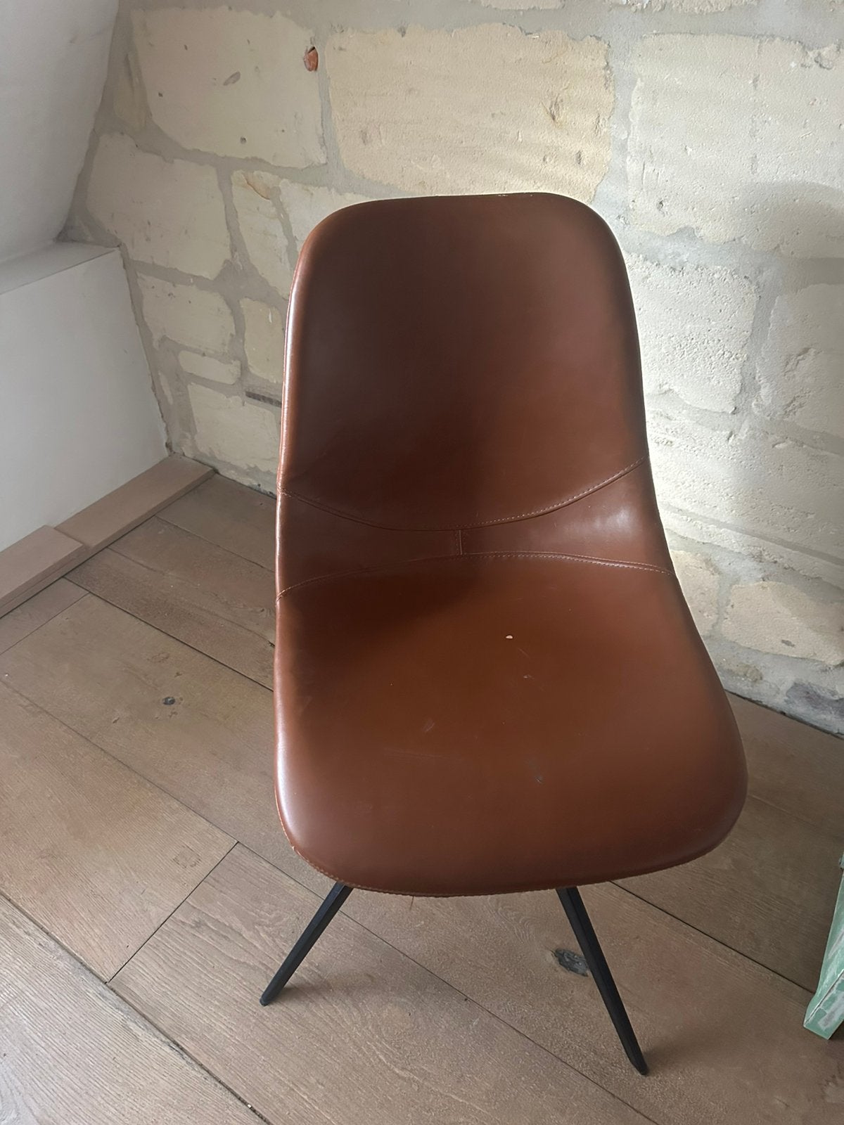 Chaise de bureau élégante avec assise en cuir, Maison & Meubles, Enlèvement, Comme neuf