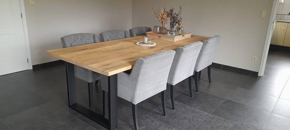 Eiken eettafel, Landelijk modern, Comme neuf, 100 à 150 cm, Enlèvement