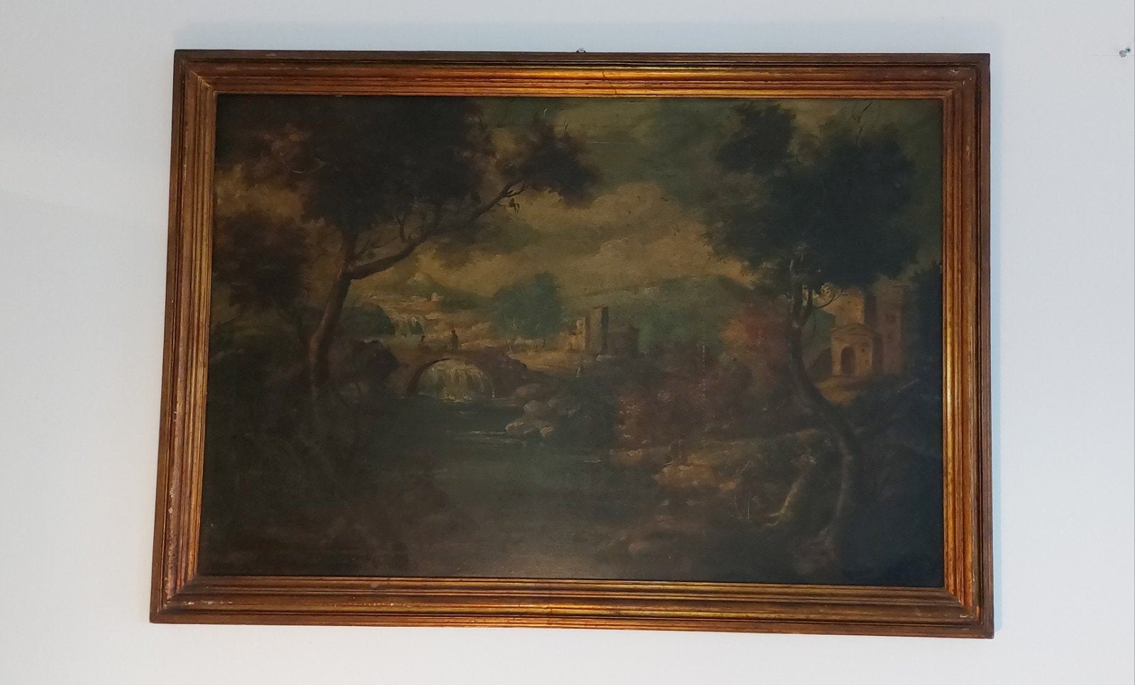 ancien grand tableau huile sur toile, Enlèvement, Toile