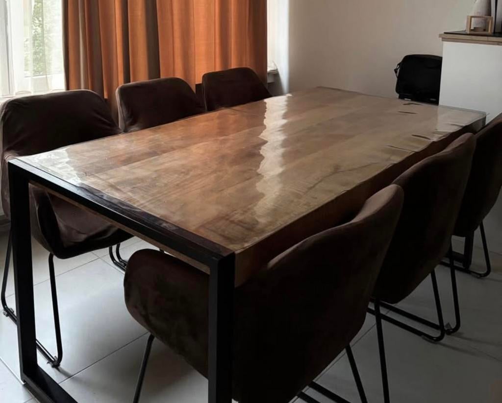 Eettafel + 6 stoelen – Moet snel weg!, Huis en Inrichting, Ophalen, Eikenhout, 200 cm of meer, Zo goed als nieuw
