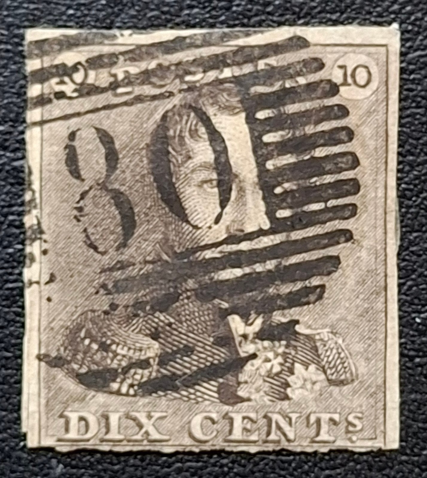 Belgique : COB 1 (●) Epaulettes 1849., Avec timbre, Enlèvement ou Envoi, Sans gomme, Affranchi