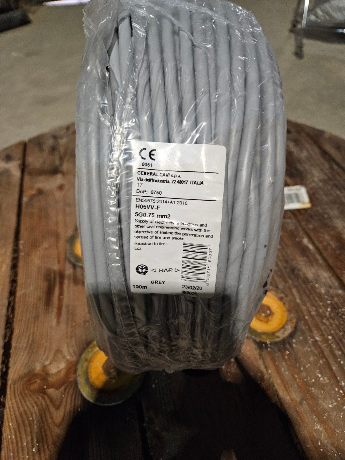 kabelhaspels H05VV-F 5G0,75 grijs — nieuw 100 m, Ophalen of Verzenden, Nieuw, Kabel of Snoer