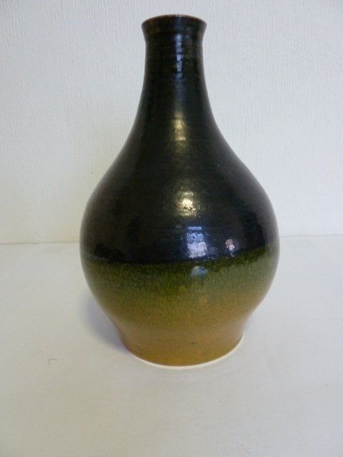 Keramiek /aardewerk vaas , prachtig glazuur! 24cm, Ophalen of Verzenden