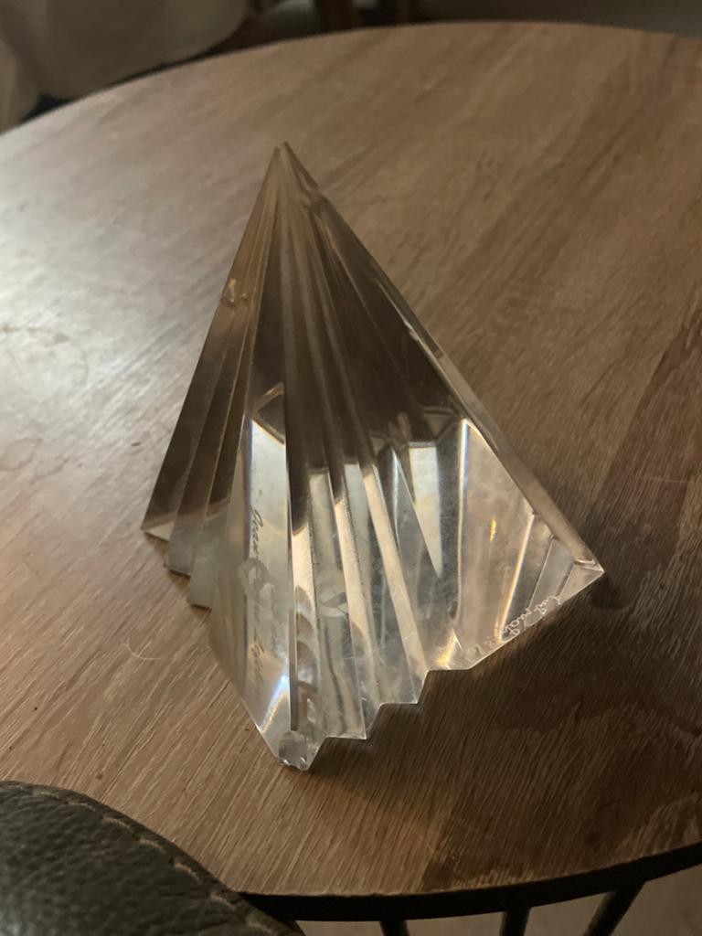 “Sculpture pyramide en cristal Val Saint Lambert signée”, Ophalen, Zo goed als nieuw, Kristal