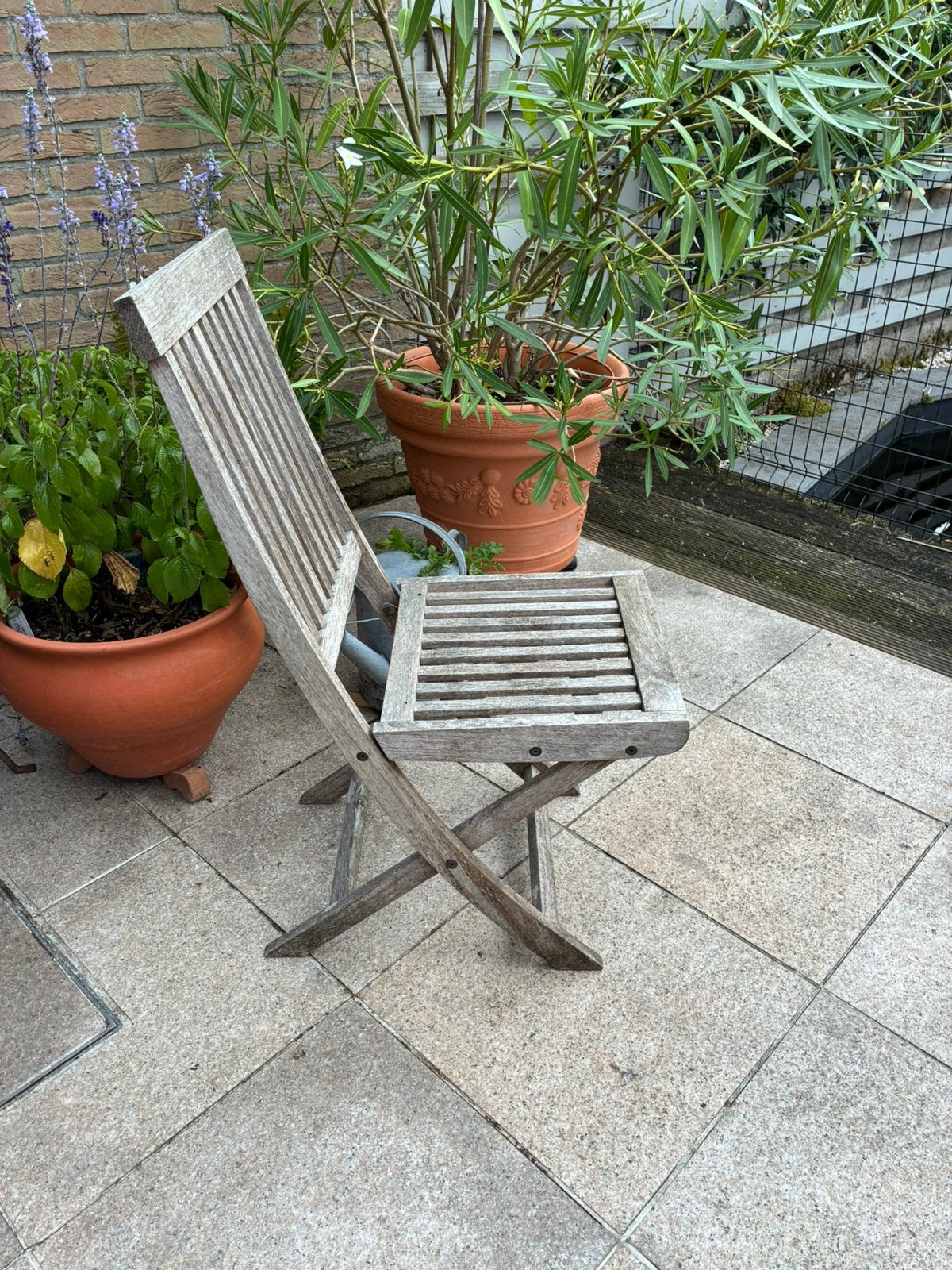 4 teak tuinstoelen, Tuin en Terras, Tuinstoelen, Ophalen, Gebruikt, Hout