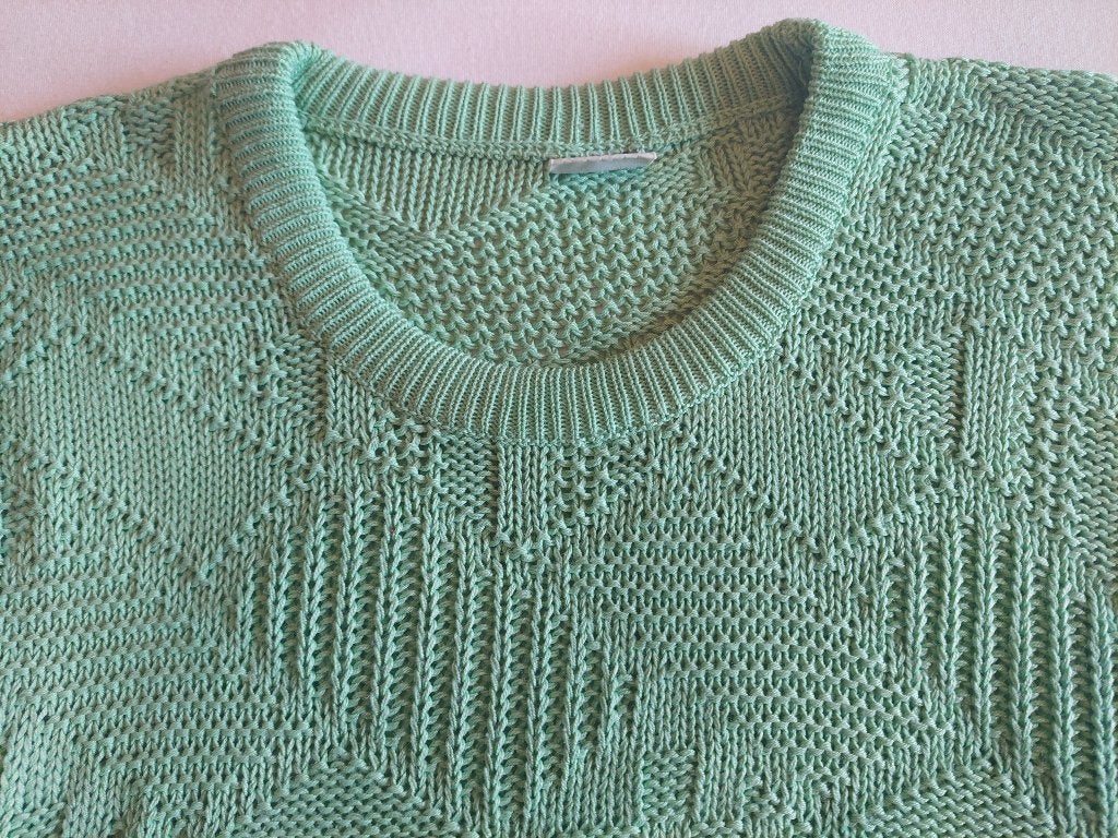Dames pullover – gebreid patroon - groen - medium, Ophalen of Verzenden, Gedragen, Maat 38/40 (M), Groen