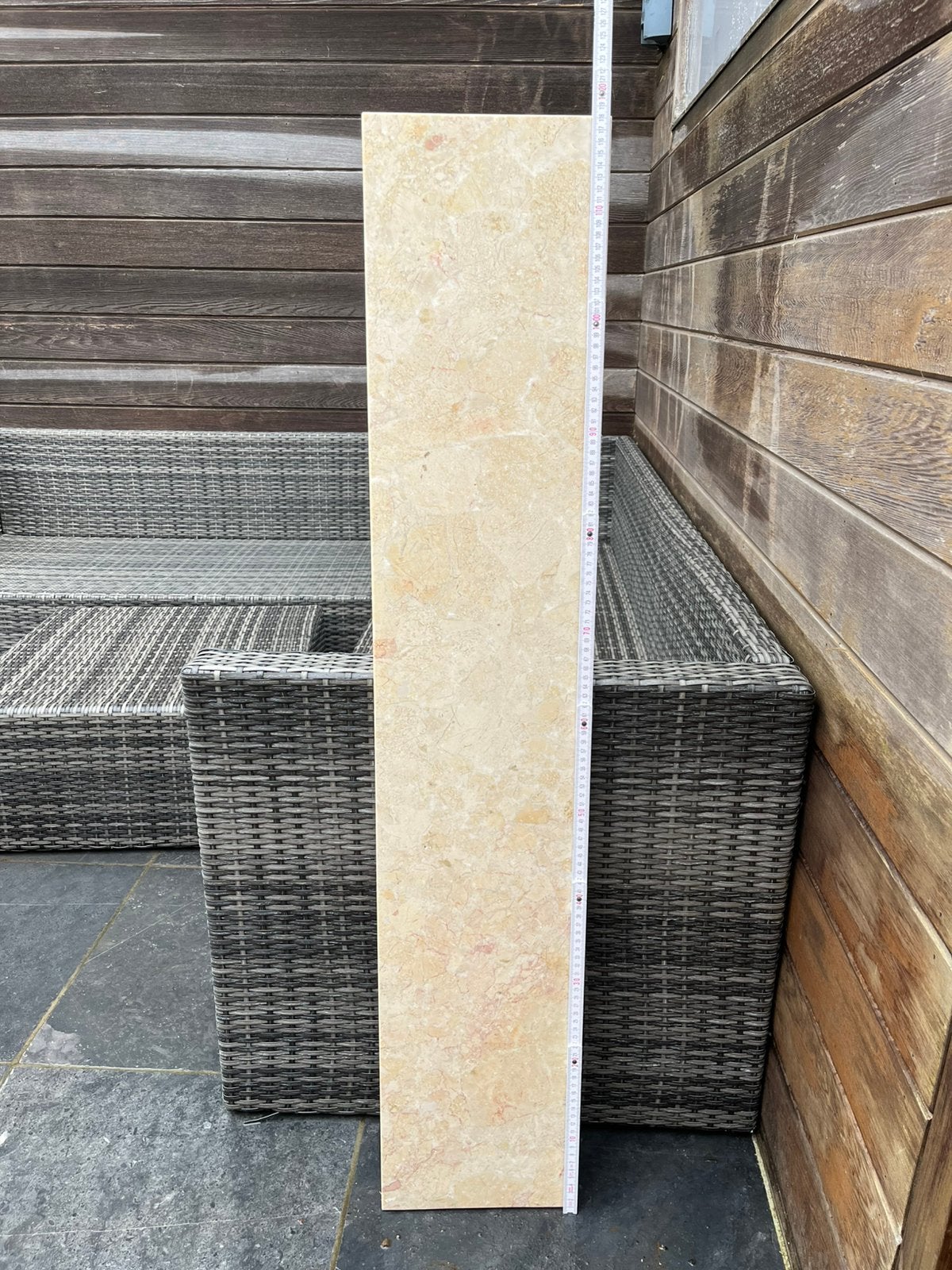 Natuurstenen vensterbank – Beige marmerlook – ca. 120  30cm, Ophalen, Zo goed als nieuw