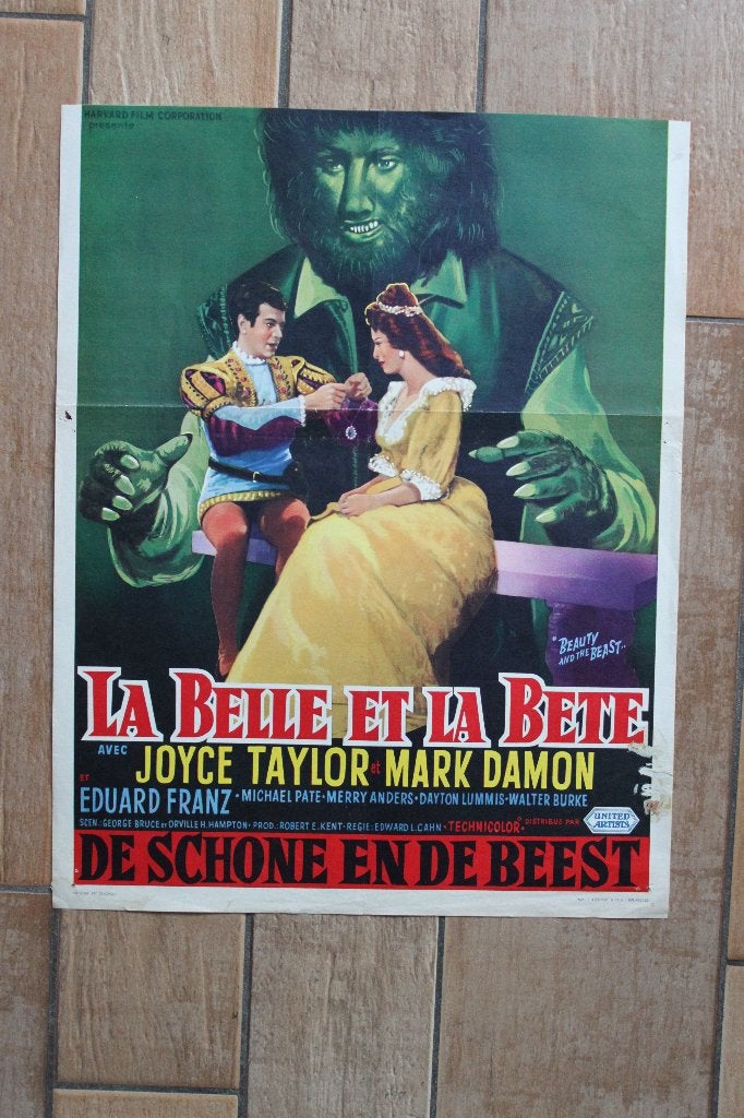 filmaffiche Beauty And The Beast 1962 filmposter, Collections, Posters & Affiches, Enlèvement ou Envoi, Rectangulaire vertical