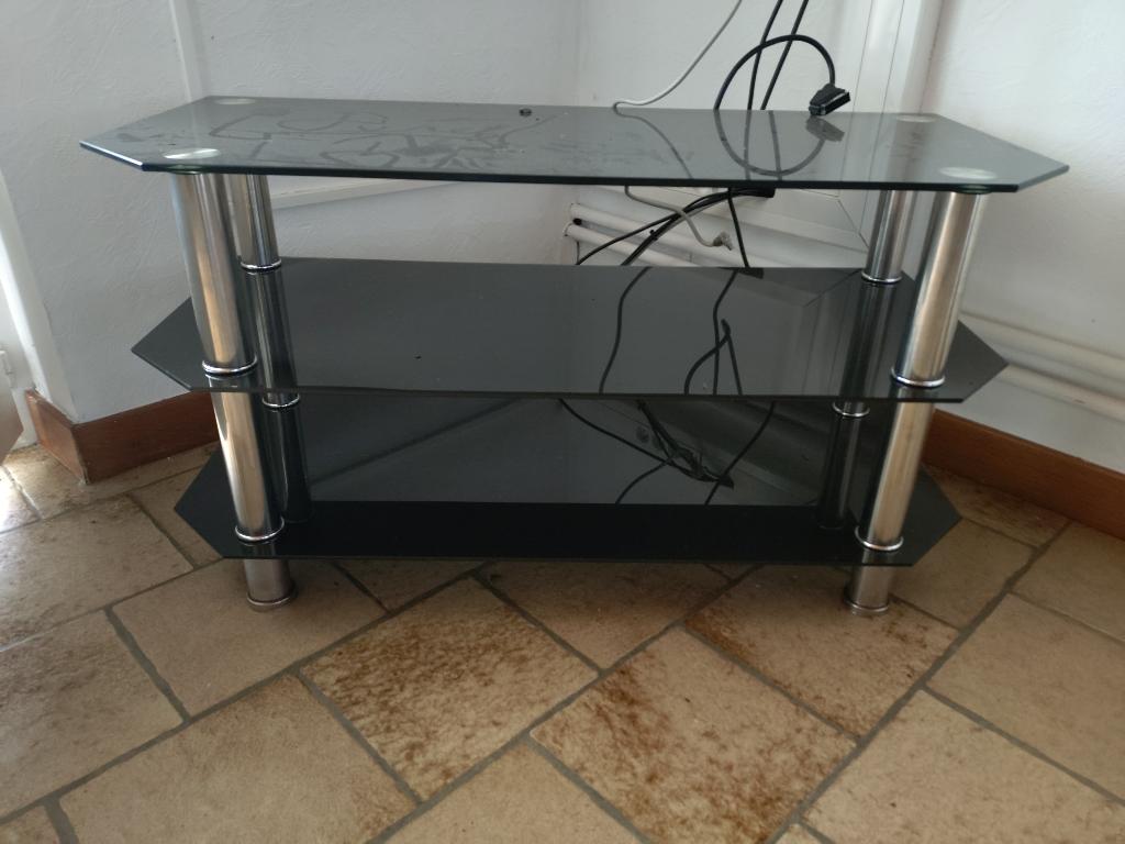 Table Tv, 25 à 50 cm, Moins de 100 cm, Comme neuf, Verre