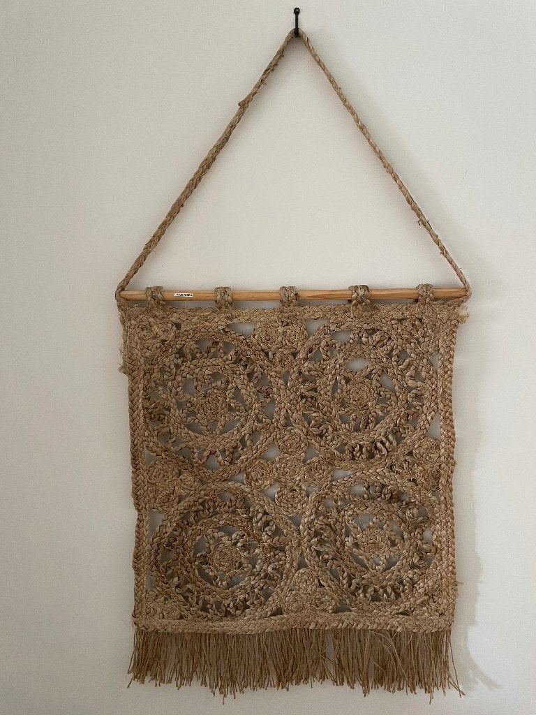 Wandkleed jute, Huis en Inrichting, Woonaccessoires | Wanddecoraties, Ophalen, Boho, 80 cm, Wandkleed