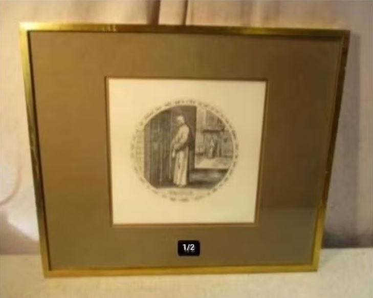 Mooie Oude Gravure 'Voor Doofmans Deur' - 50x43, Antiek en Kunst, Kunst | Etsen en Gravures, Ophalen of Verzenden, Dagelijks leven