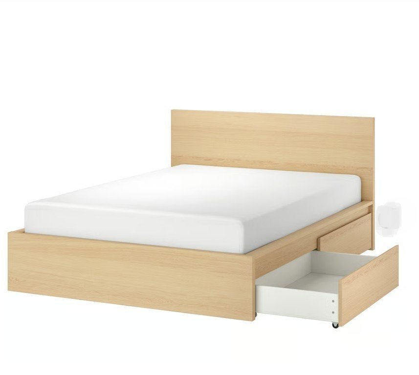 Lit MALM 180x200 (avec tiroirs), Beige, Comme neuf, Enlèvement, 180 cm