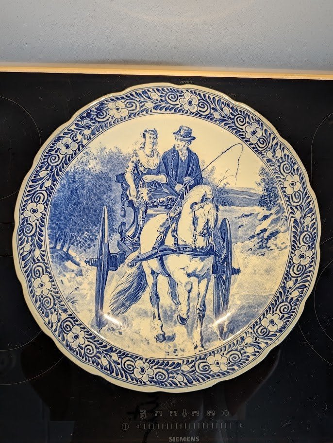 Antiek Delfts blauw wandbord, Ophalen of Verzenden