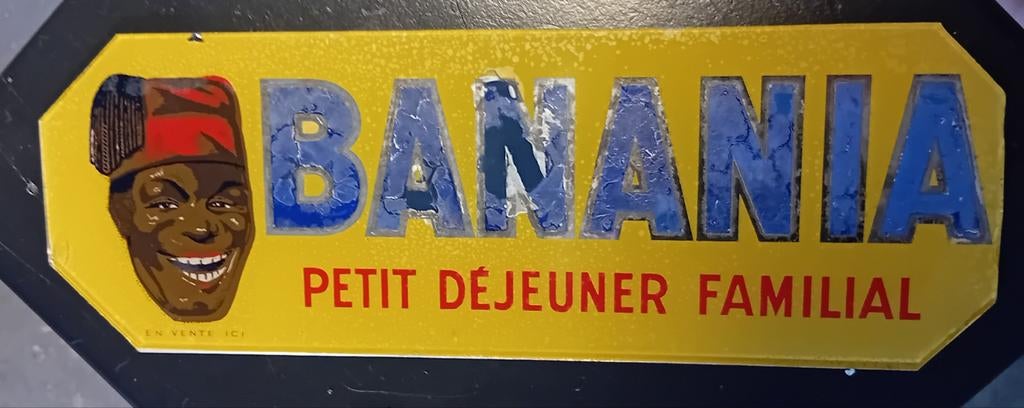 Plaque publicitaire BANANIA vintage - Verre / Glassoïd, Envoi