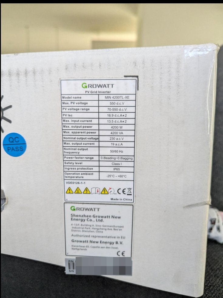 OMVORMER Growatt MIN 4200TL-XE, Doe-het-zelf en Bouw, Ophalen, Nieuw