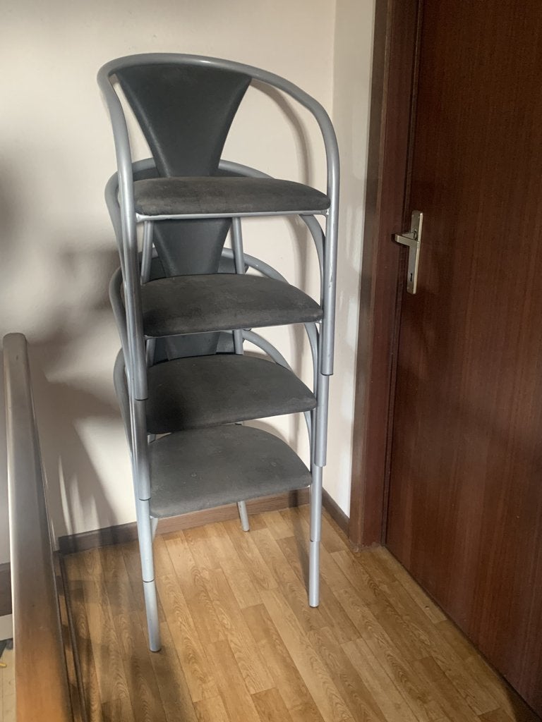 4 keukenstoelen, Maison & Meubles, Gris, Enlèvement, Utilisé, Métal