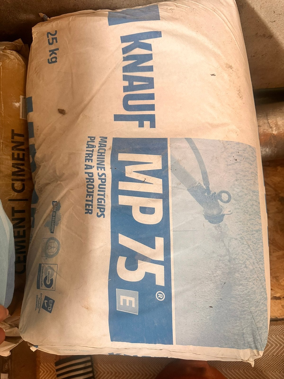 4 zakken Knauf Machine Spuitgips (Patrea Projeter) - 25 kg, Ophalen, Overige materialen, 12 cm of meer, Nieuw