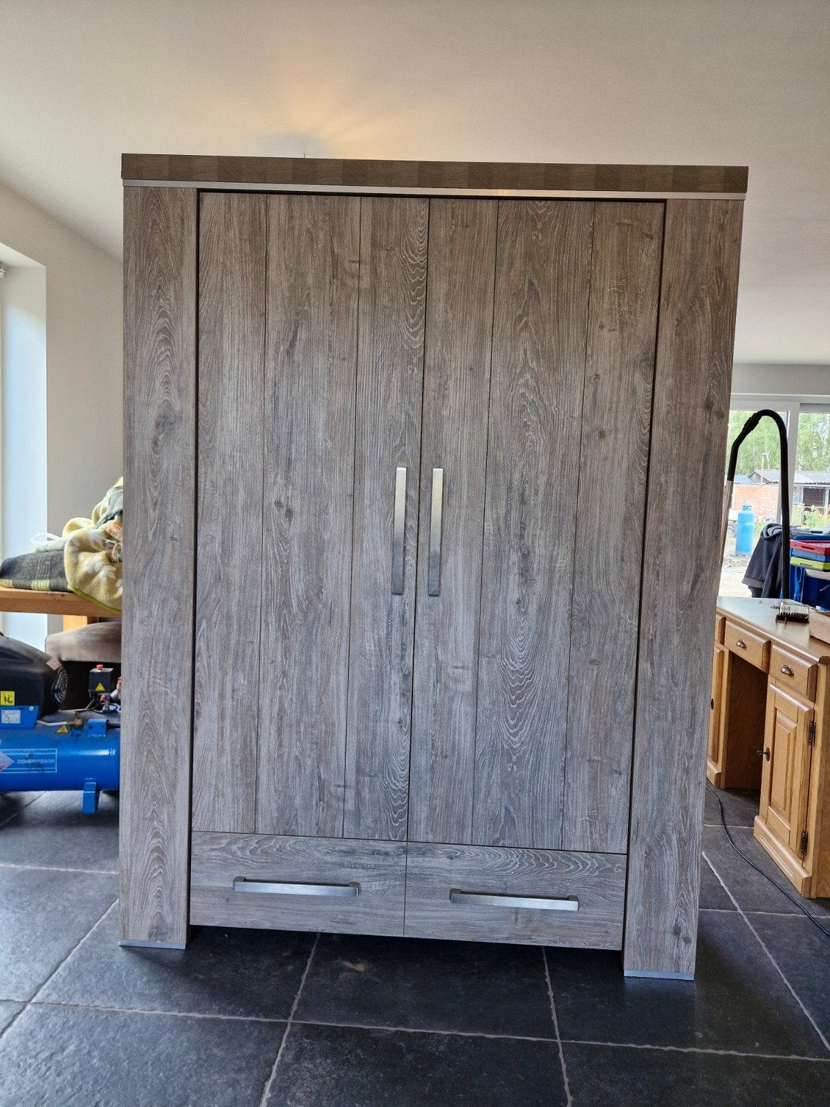 houten kledingkast, Ophalen, 100 tot 150 cm, Met lade(s), 150 tot 200 cm
