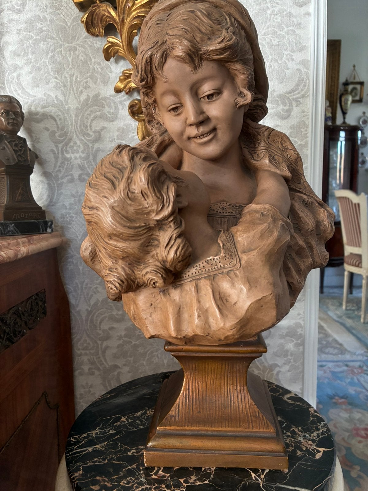 Terracotta art deco buste, Antiek en Kunst, Ophalen