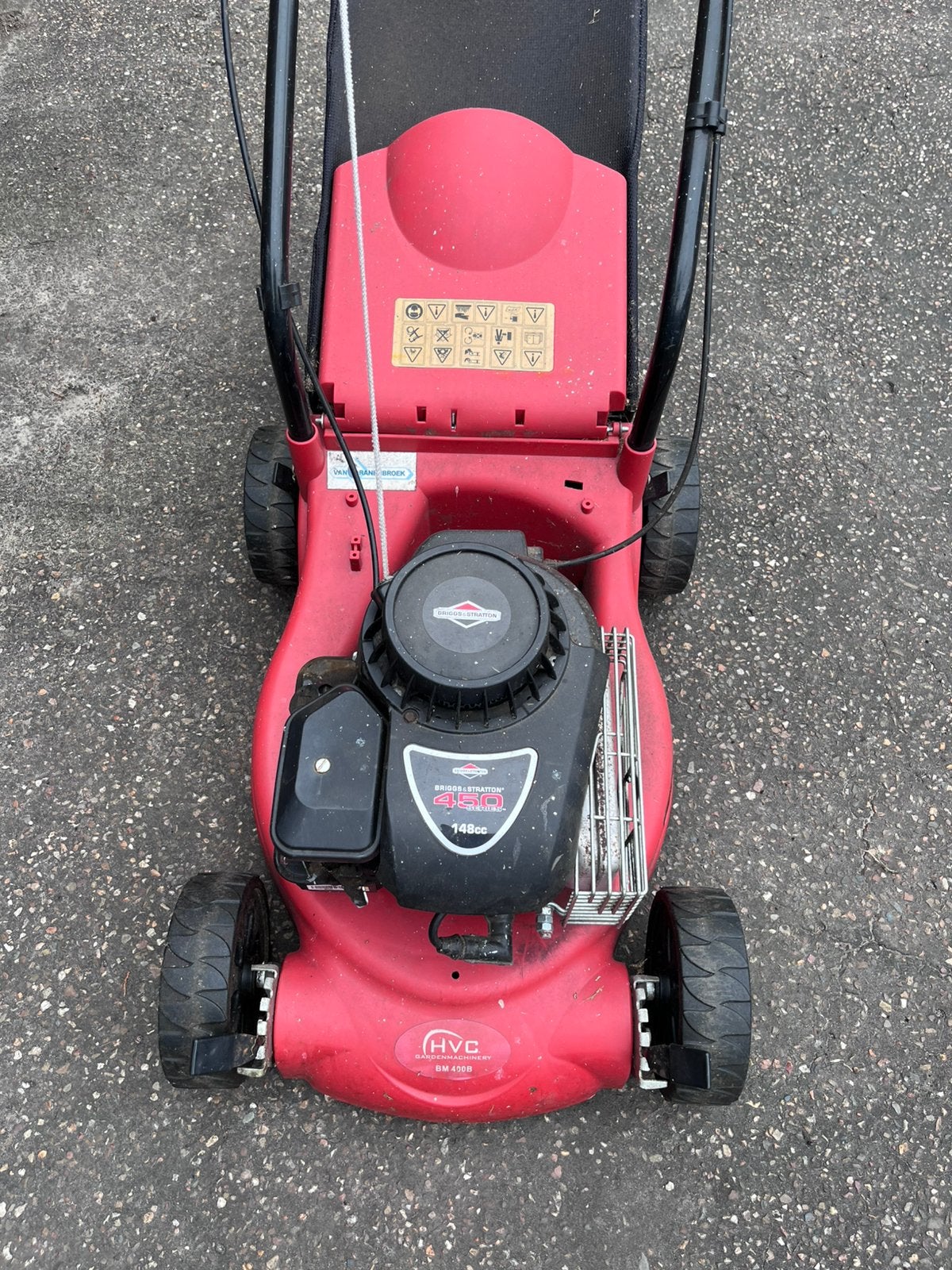 Benzine grasmaaier, Tuin en Terras, Ophalen, Gebruikt, Benzine-grasmaaier, Opvangzak