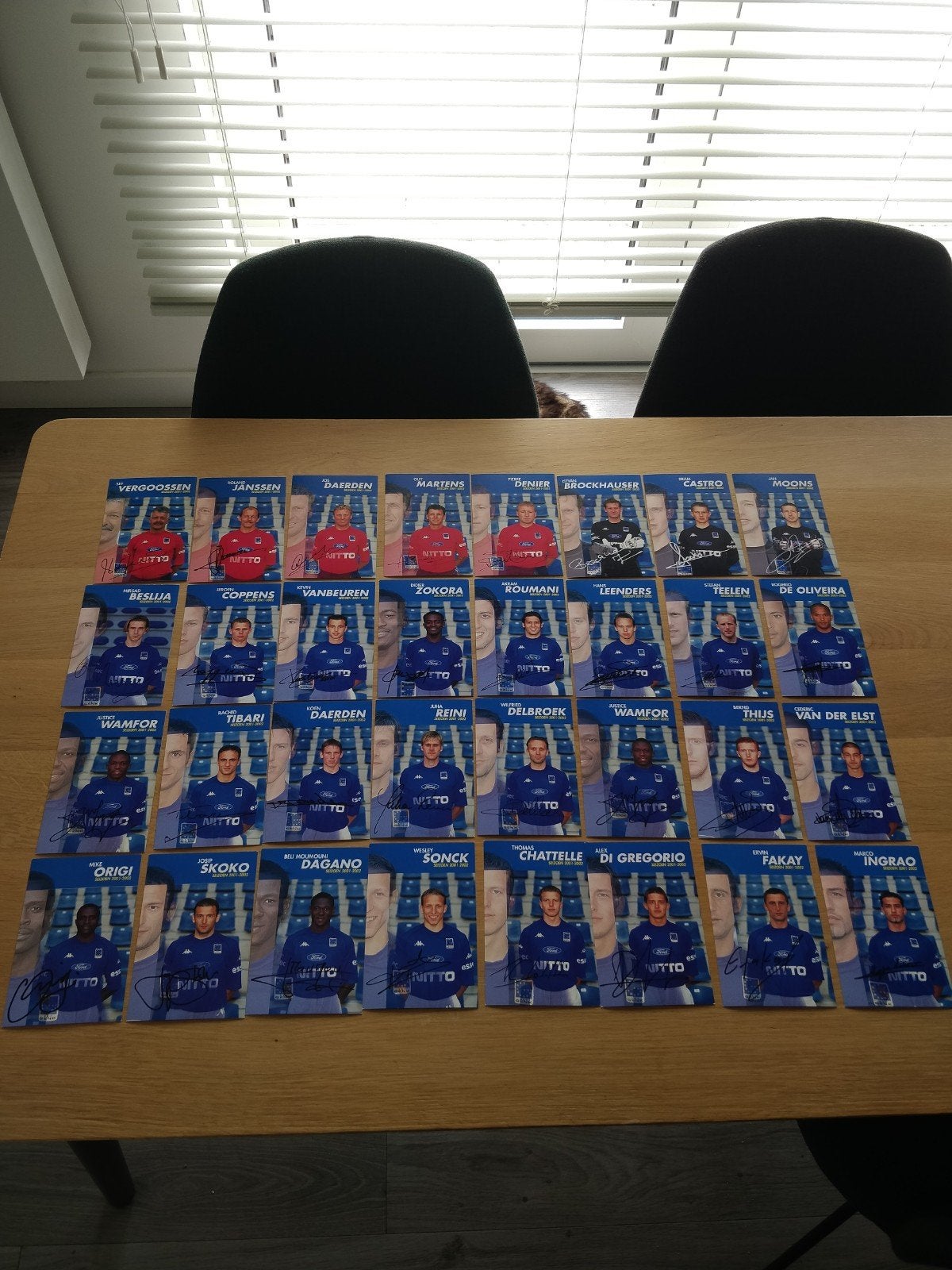 Complete Set KRC Genk spelerskaarten 2001-2002 gesigneerd, Verzamelen, Sportartikelen en Voetbal, Ophalen of Verzenden