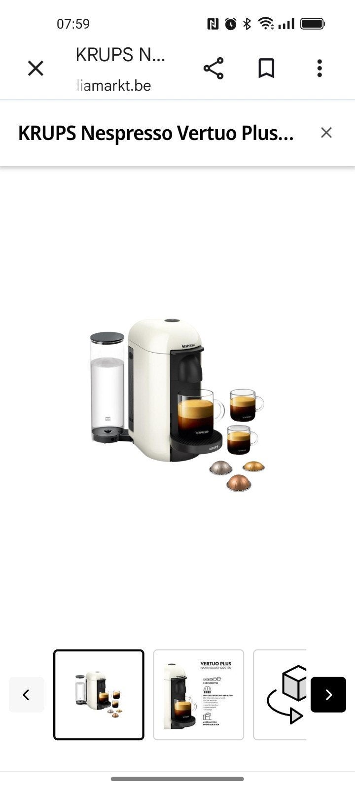 Nespresso ventuo zo goed als nieuw, Machine à espresso, Réservoir d'eau amovible, Enlèvement ou Envoi, Dosettes et capsules de café