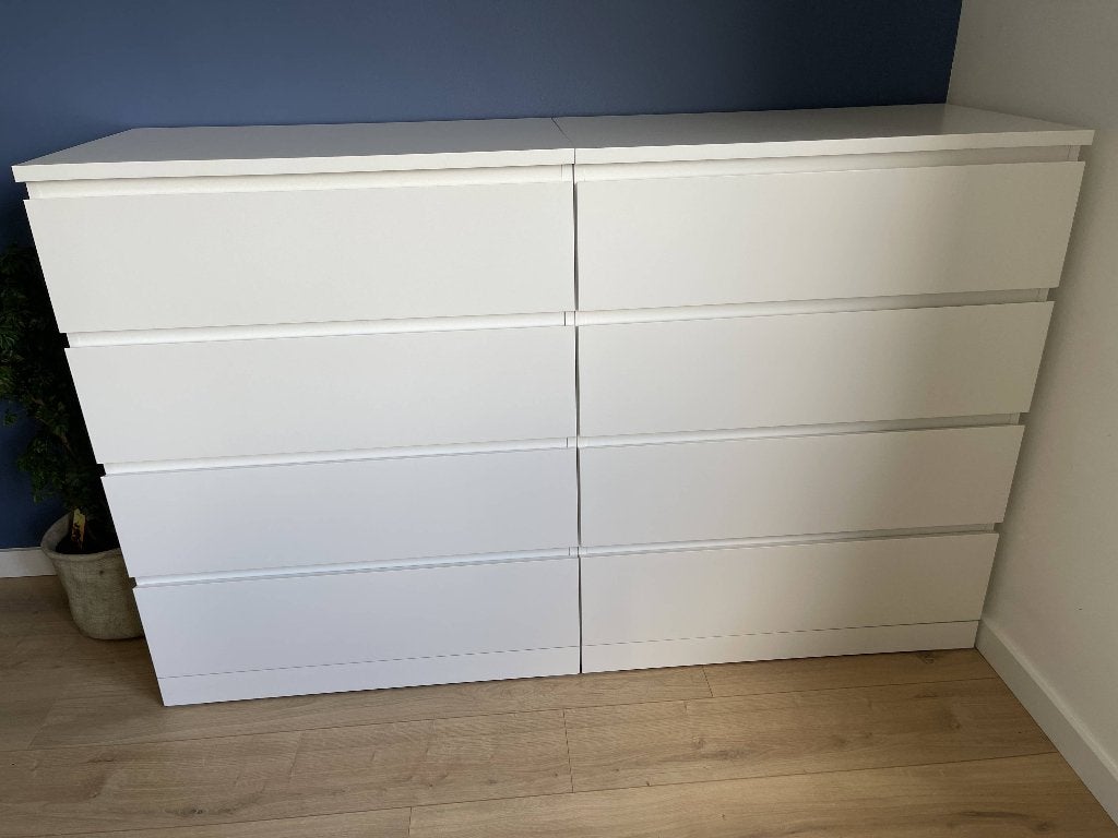 2 IKEA MALM dressoirs wit als nieuw, Ophalen, 100 tot 150 cm, 50 tot 100 cm, Zo goed als nieuw