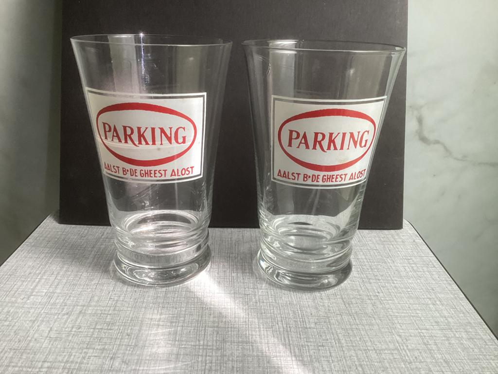 Glazen Parking. Brouwerij De Gheest uit Aalst., Verzamelen, Biermerken, Ophalen of Verzenden, Zo goed als nieuw