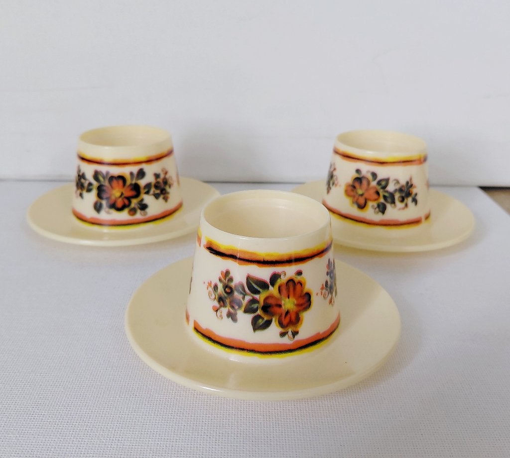 Coquetiers vintage Flower Power (lot de 3) • Retro 1970s, Enlèvement ou Envoi, Vintage, Comme neuf, Balance ou Balances