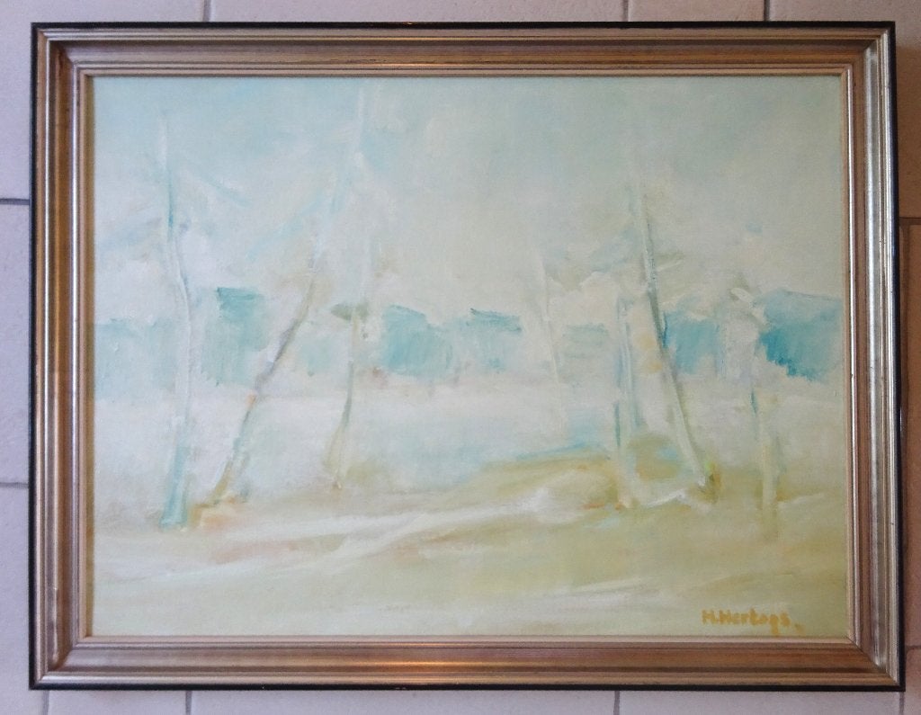 Herman Hertogs, December 1975, doek 60 x 80 cm,, Antiek en Kunst, Ophalen