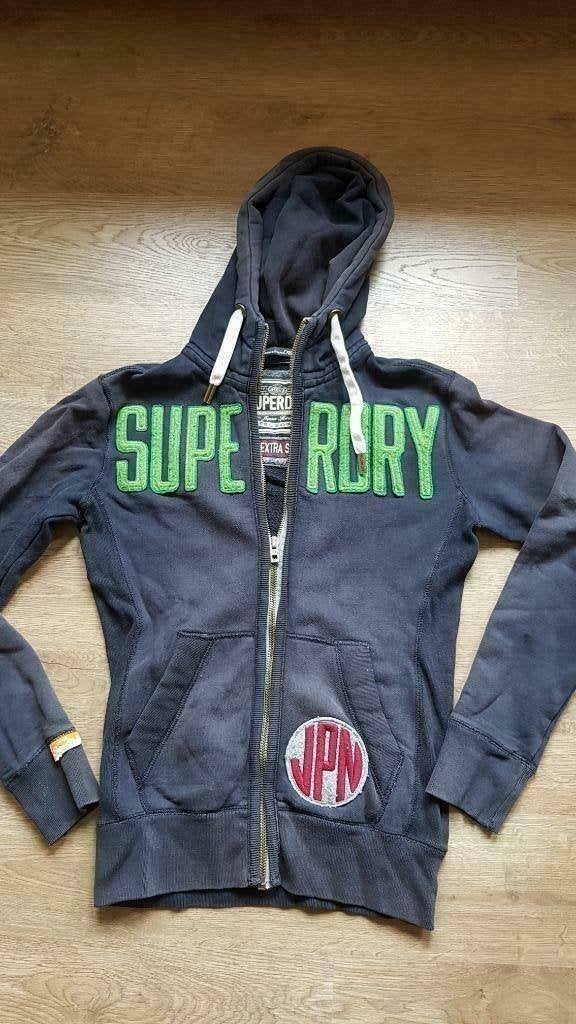 blauwe trui / gilet / hoodie Superdry maat 164 - 176 - XS, Superdry, Gebruikt, Jongen of Meisje, Trui of Vest