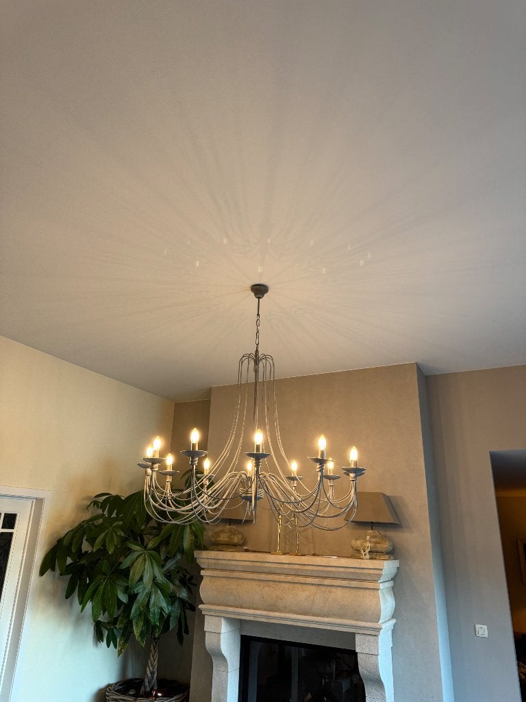KROONLUCHTER 120cm op 100cm 12 LICHTPINTEN, Ophalen, E14 (klein), Zo goed als nieuw, Metaal