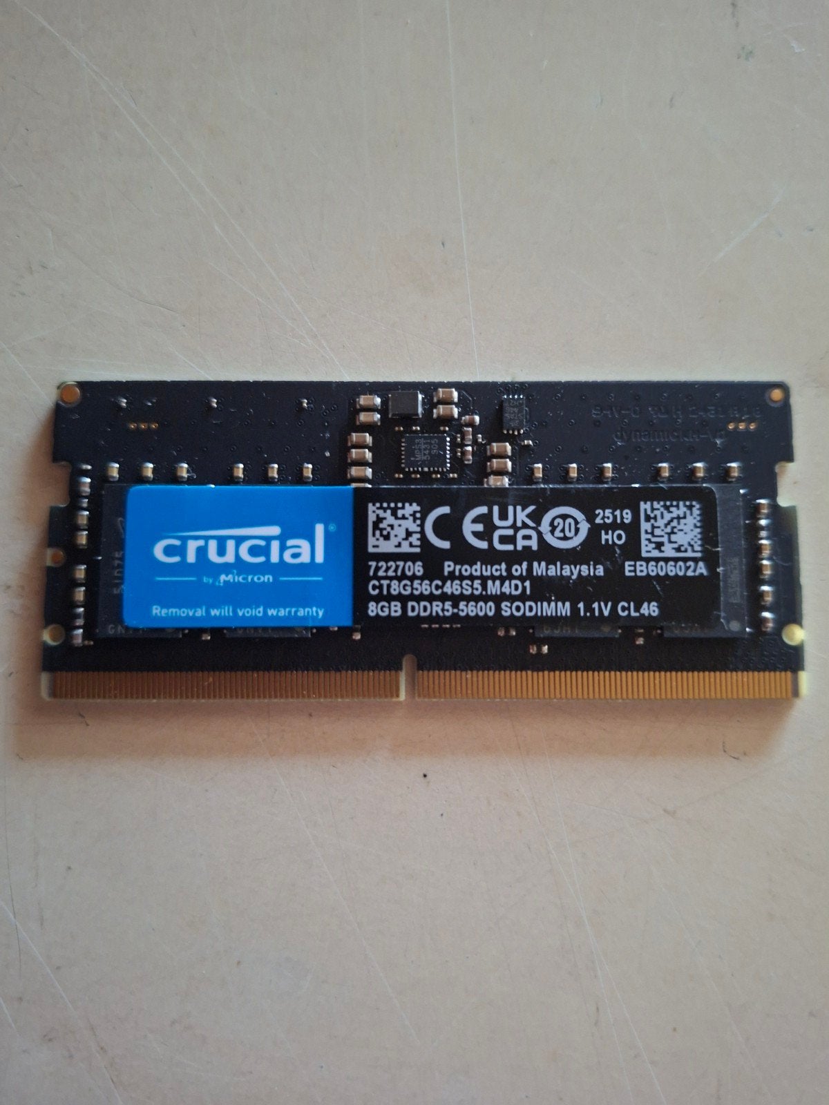 CRUCIAL DDR5 8GB 5600MHZ nieuw, Computers en Software, RAM geheugen, Ophalen of Verzenden, DDR5
