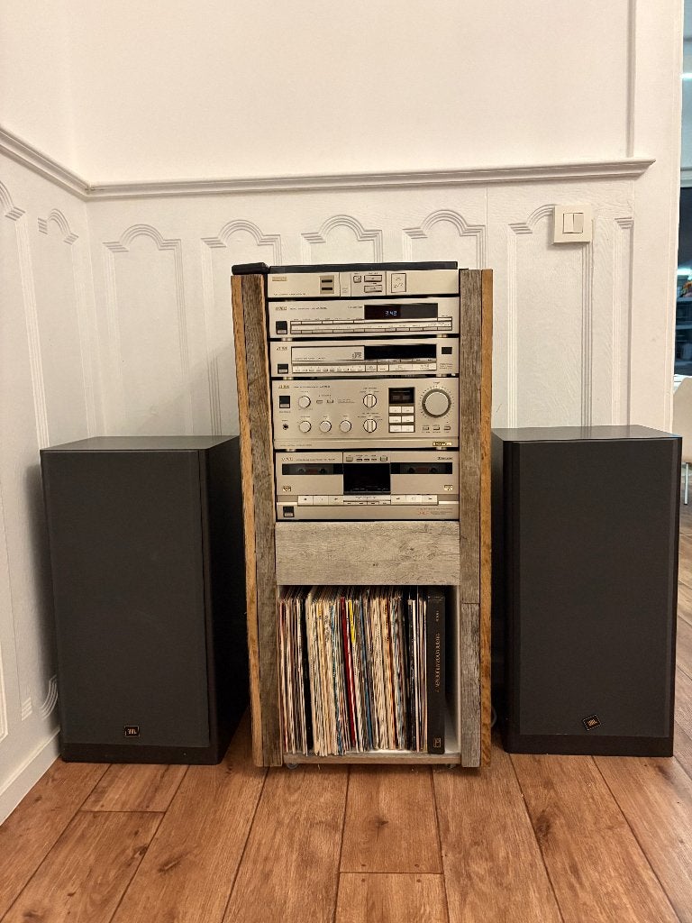 AKAI HIFI installatie + JBL LX55 + handgemaakte eiken kast, Audio, Tv en Foto, Ophalen, Cassettedeck, Losse componenten, Zo goed als nieuw