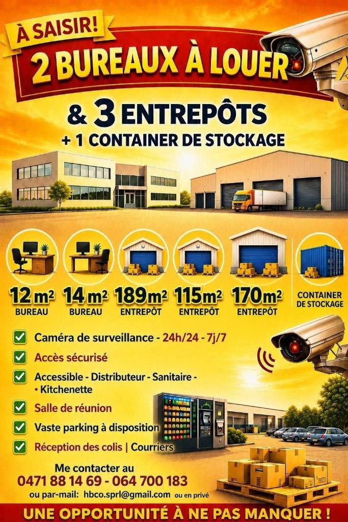 À louer hangar et bureau, Immo