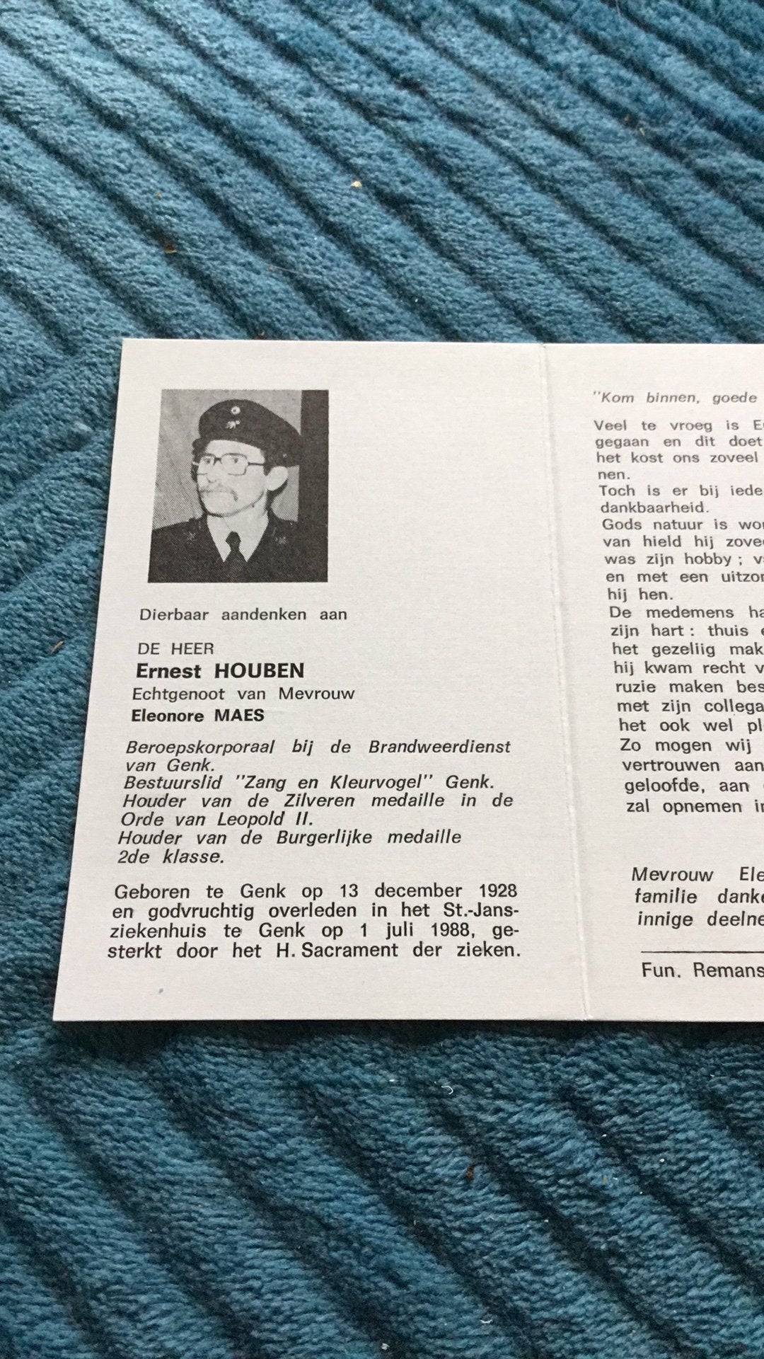 Korporaal van de brandweer van genk, Verzamelen, Ophalen of Verzenden