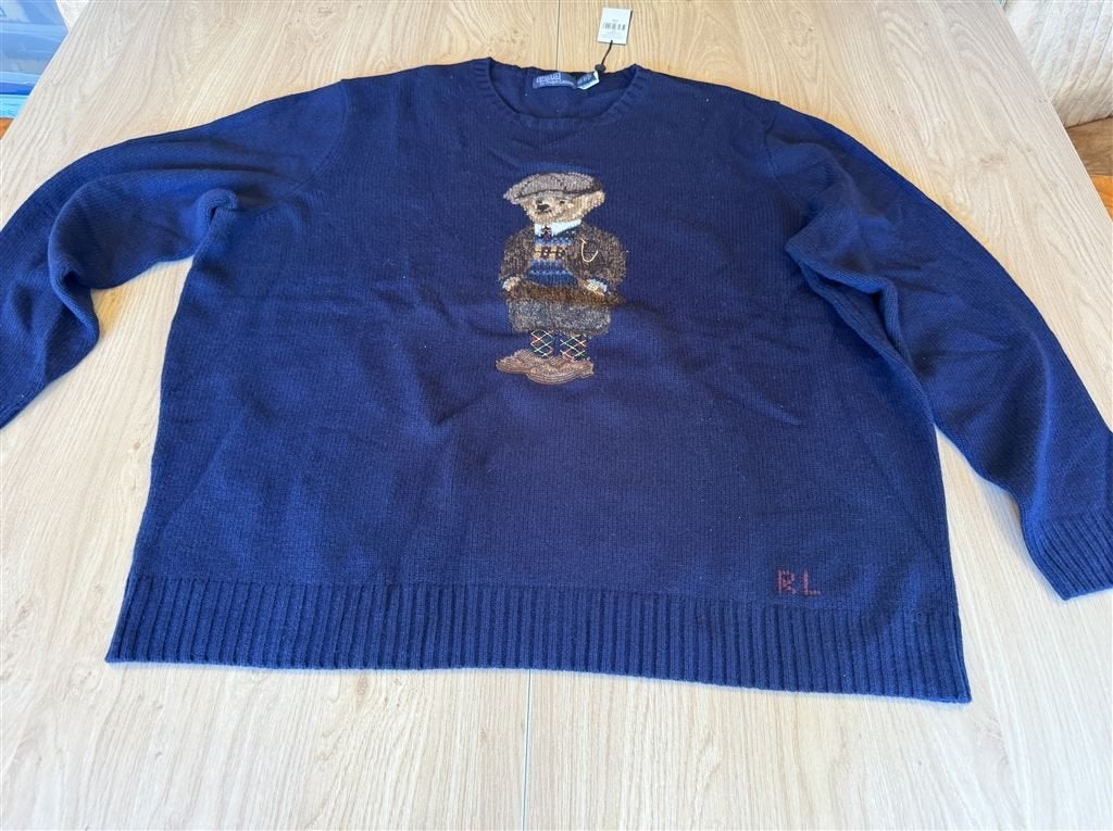 Polo Ralph Lauren Big & Tall Bear Wollen Sweater Navy - Maat, Ophalen of Verzenden, Zo goed als nieuw