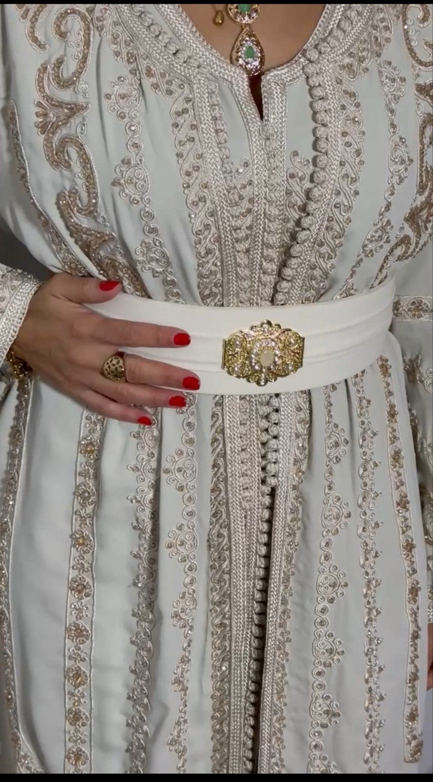 Caftan vert eau perlé., Kleding | Dames, Ophalen of Verzenden, Gedragen, Groen, Overige typen