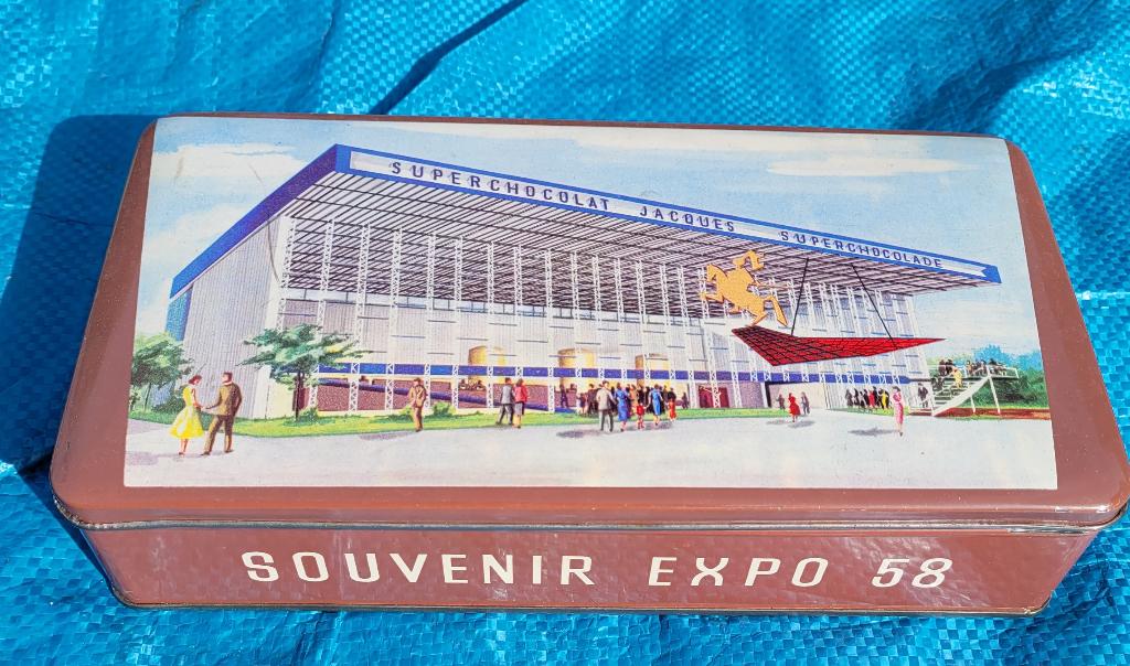 Boite en tôle chocolat Jacques Expo 58, Collections, Boîte en métal, Enlèvement ou Envoi, Comme neuf, Autre, Autres marques
