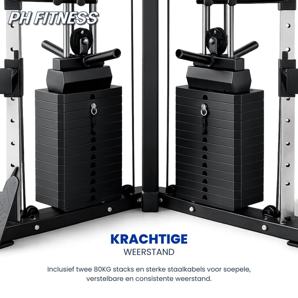 PH Fitness V-Frame Cable Crossover - Home Gym 160KG, Enlèvement, Neuf, Jambes, Autres types