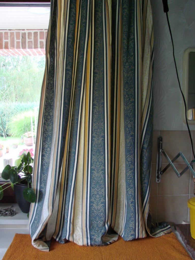 overgordijnen :  4 paar  ophangklaar, Maison & Meubles, Ameublement | Rideaux & Stores à lamelles, Enlèvement, Utilisé, Bleu