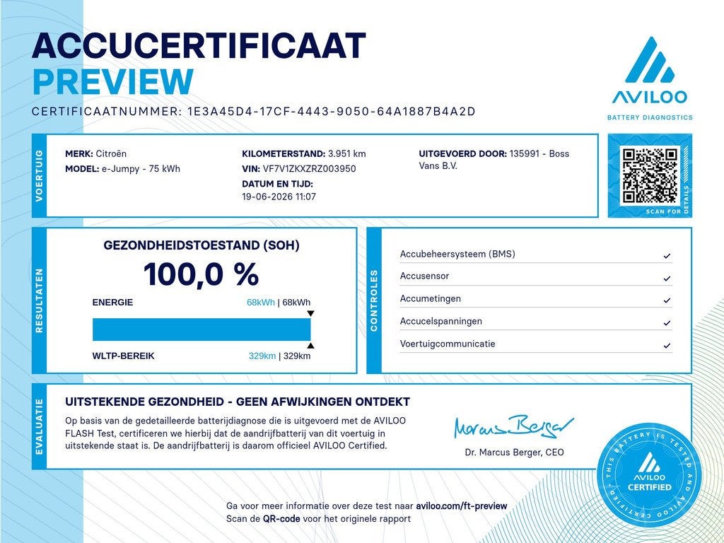 Citroën ë-Jumpy 75kWh L3 Elektrisch 330km WLTP 100% (SOH), Auto's, 330 km, Stof, Zwart, Citroën