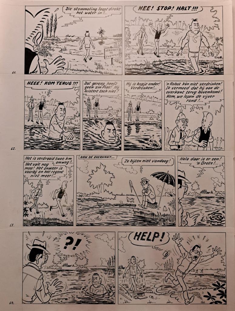POM - originele pagina PIET PIENTER en BERT BIBBER -, Antiek en Kunst, Ophalen of Verzenden