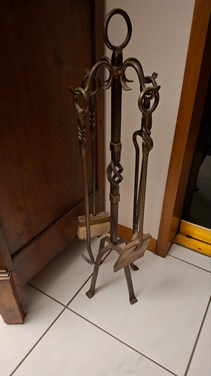 ensemble de cheminée en fer forgé/très belle pièce décorativ, Maison & Meubles, Cheminées, Enlèvement, Utilisé, Cheminée au bois
