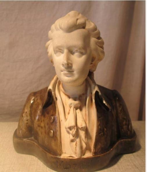 Mooi Oud Beeld van Mozart in aardewerk - 19cm, Ophalen of Verzenden