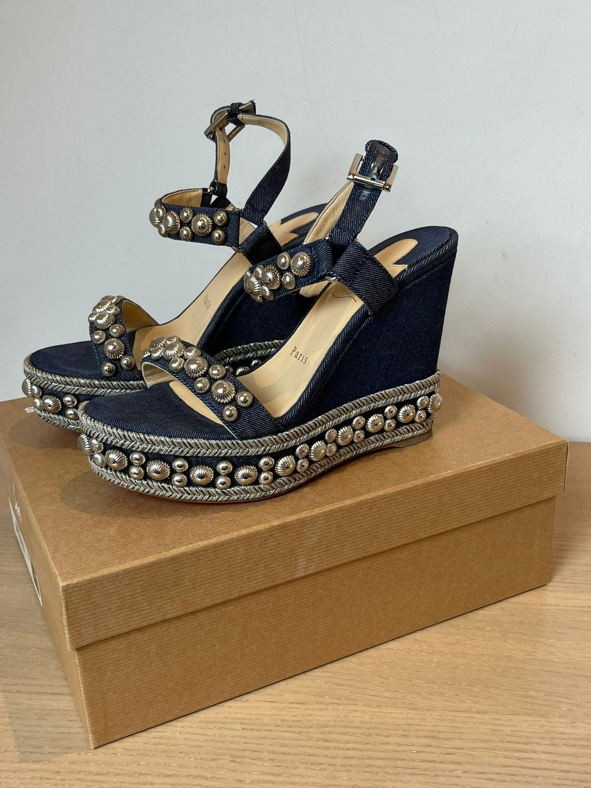 Prachtige sleehakken in denim, Kleding | Dames, Blauw, Gedragen, Sandalen of Muiltjes, Ophalen of Verzenden