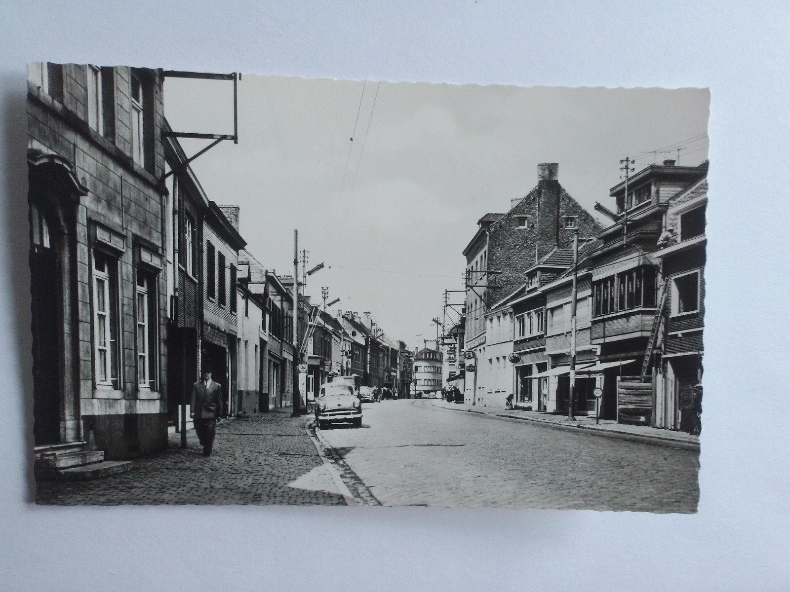 ASSE STEENWEG met oude auto, Verzenden, 1940 tot 1960, Ongelopen, Vlaams-Brabant