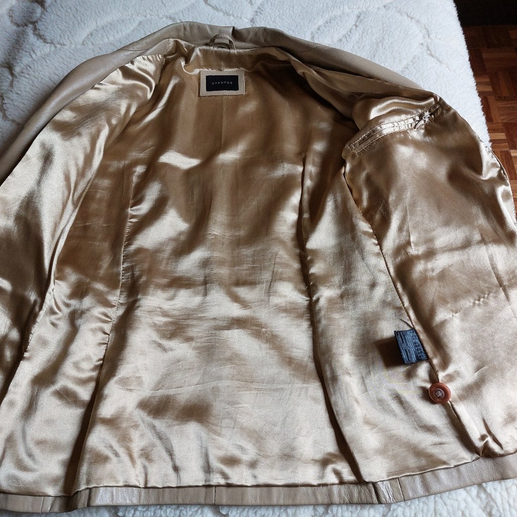 Lederen jas OAKWOOD, Kleding | Dames, Maat 38/40 (M), Beige, Ophalen of Verzenden, Oakwood